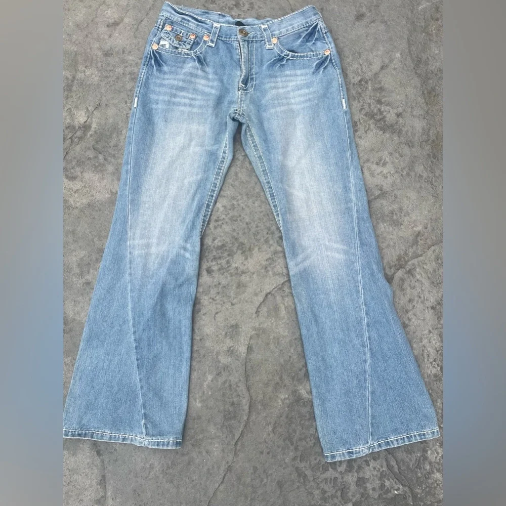 true religion Low Rise Super T Flare Jean Women's Blue Flared Jeans - Picture 3 of 11